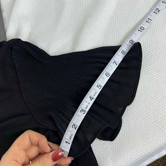 Adrianna Papell Womens V-neck Pleated Sleeve Crepe Blouse Top Black Sz Small NWT - Picture 11 of 11